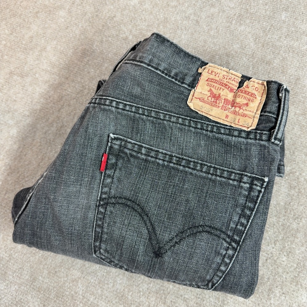 Vintage Levis Jeans 32x34 Mens Classic Straight Black Grunge Work 505 Y2k